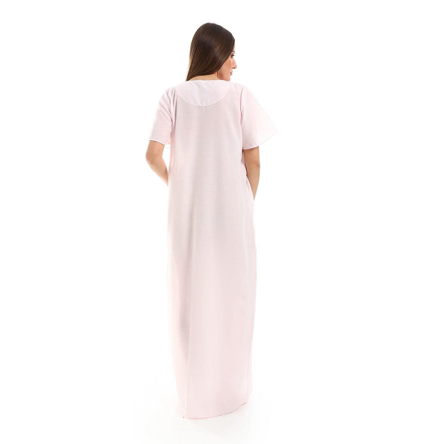 160 قميص نوم لينو نصف كم مطرز