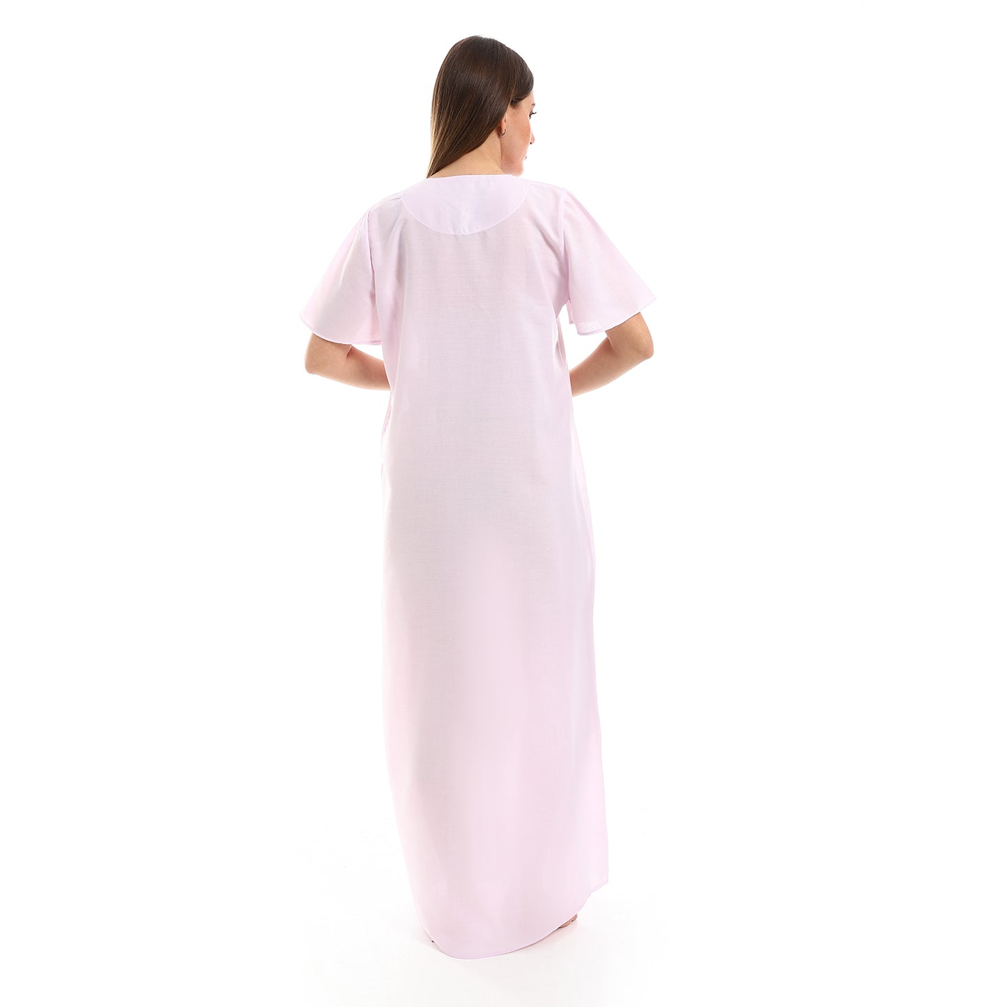 160 قميص نوم لينو نصف كم مطرز