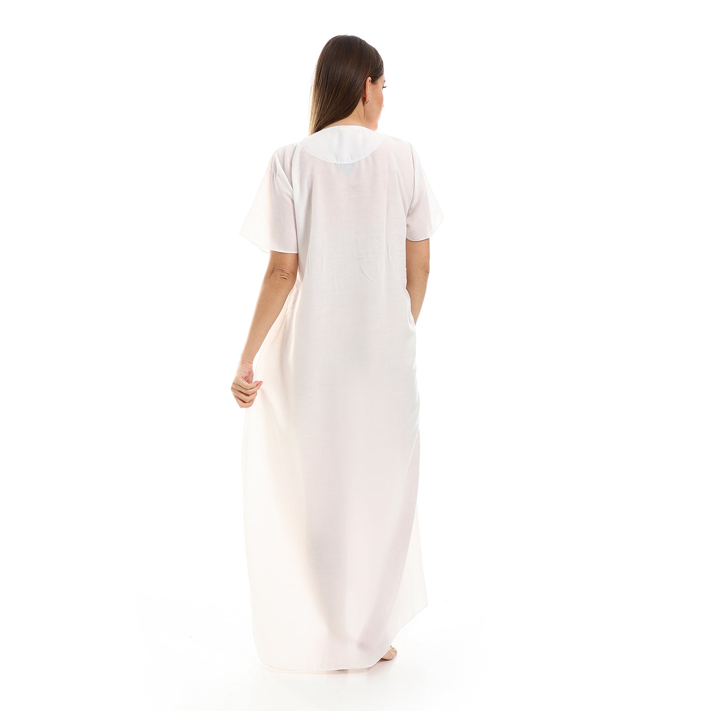 161 قميص نوم لينو بسفرة نصف كم مطرز