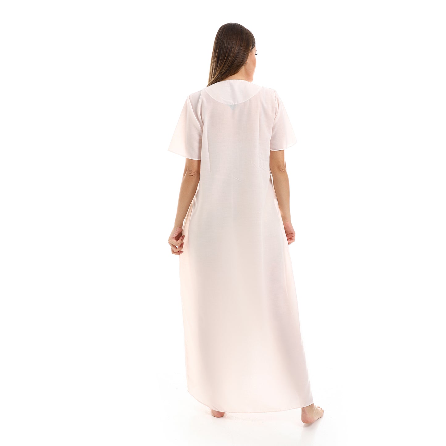 161 قميص نوم لينو بسفرة نصف كم مطرز