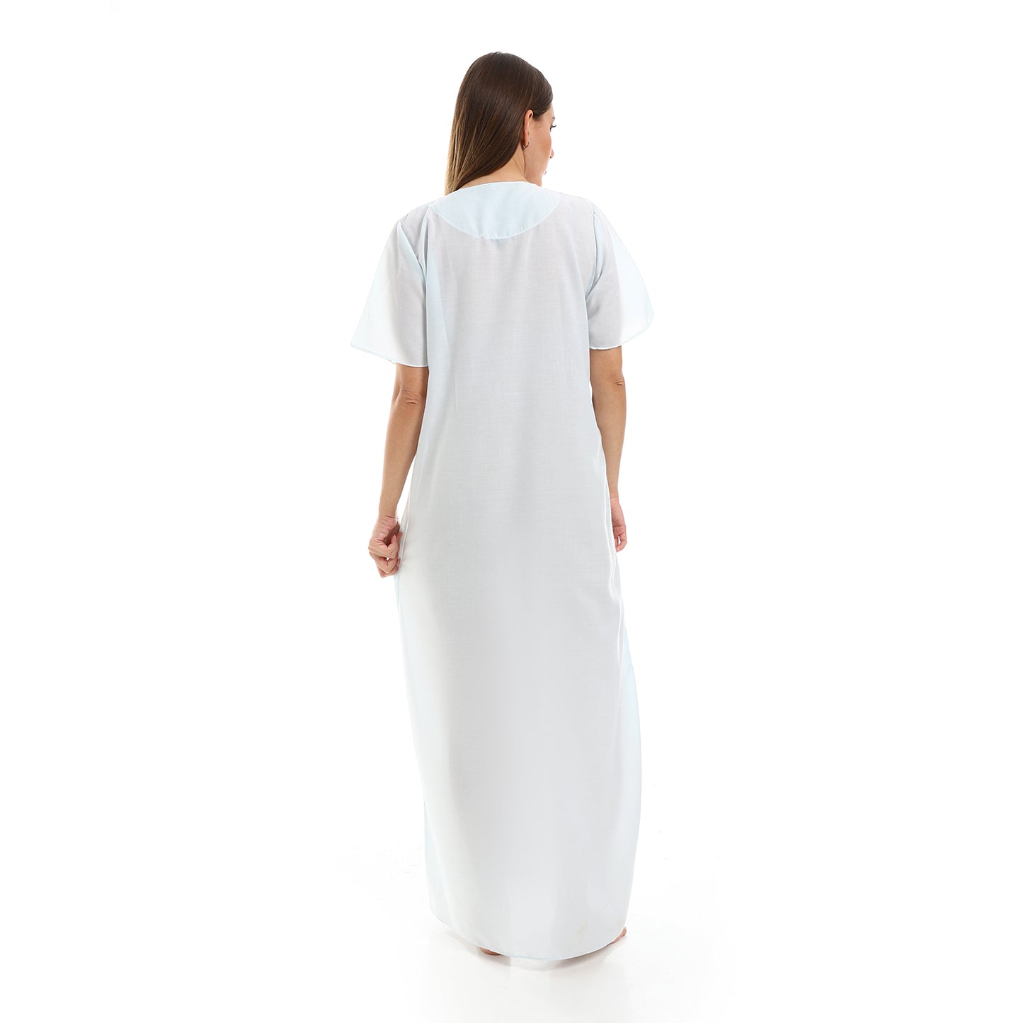 161 قميص نوم لينو بسفرة نصف كم مطرز