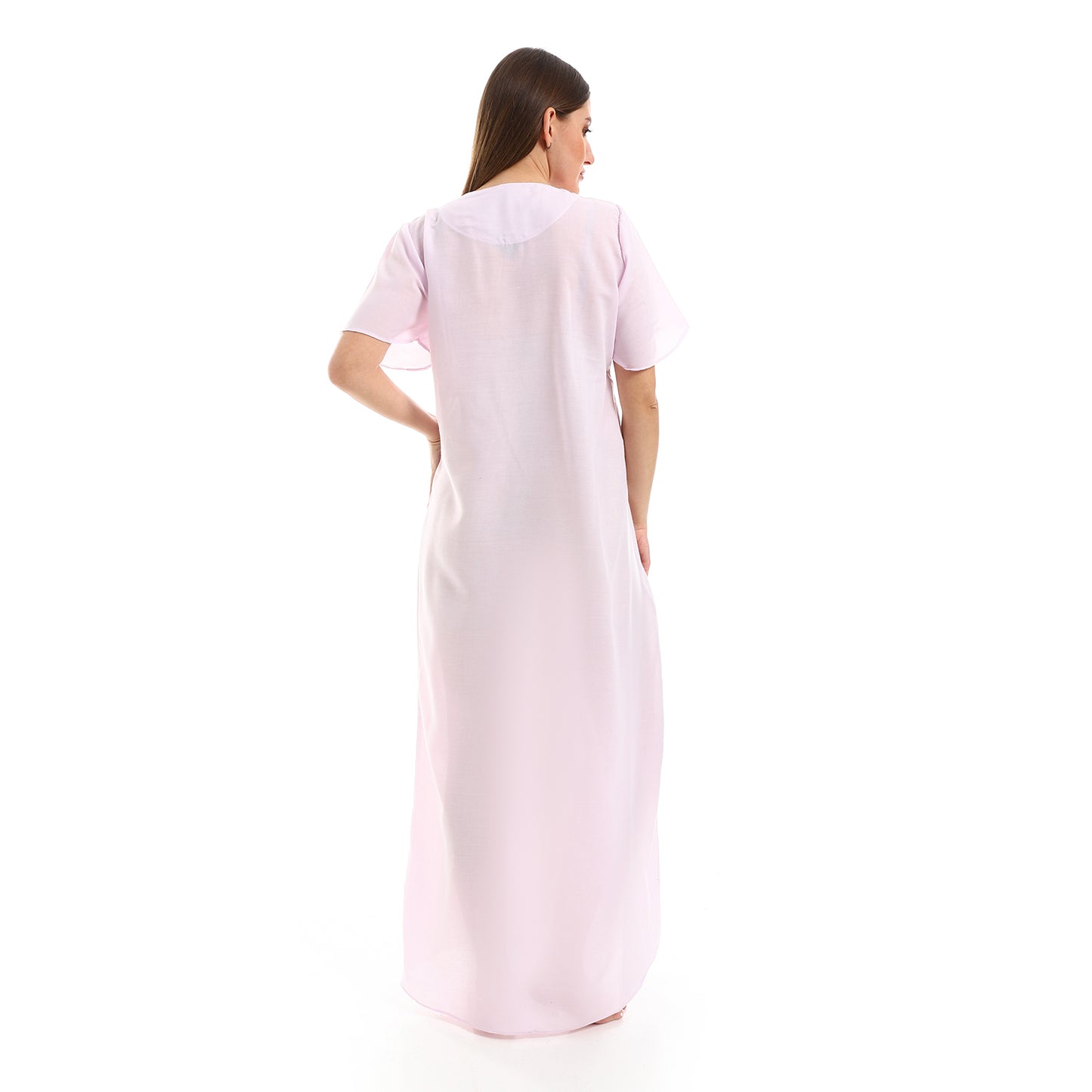 161 قميص نوم لينو بسفرة نصف كم مطرز