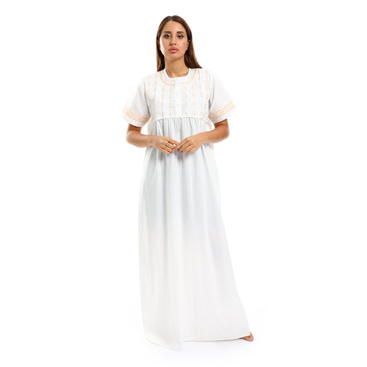 162قميص نوم لينو نصف كم مطرز