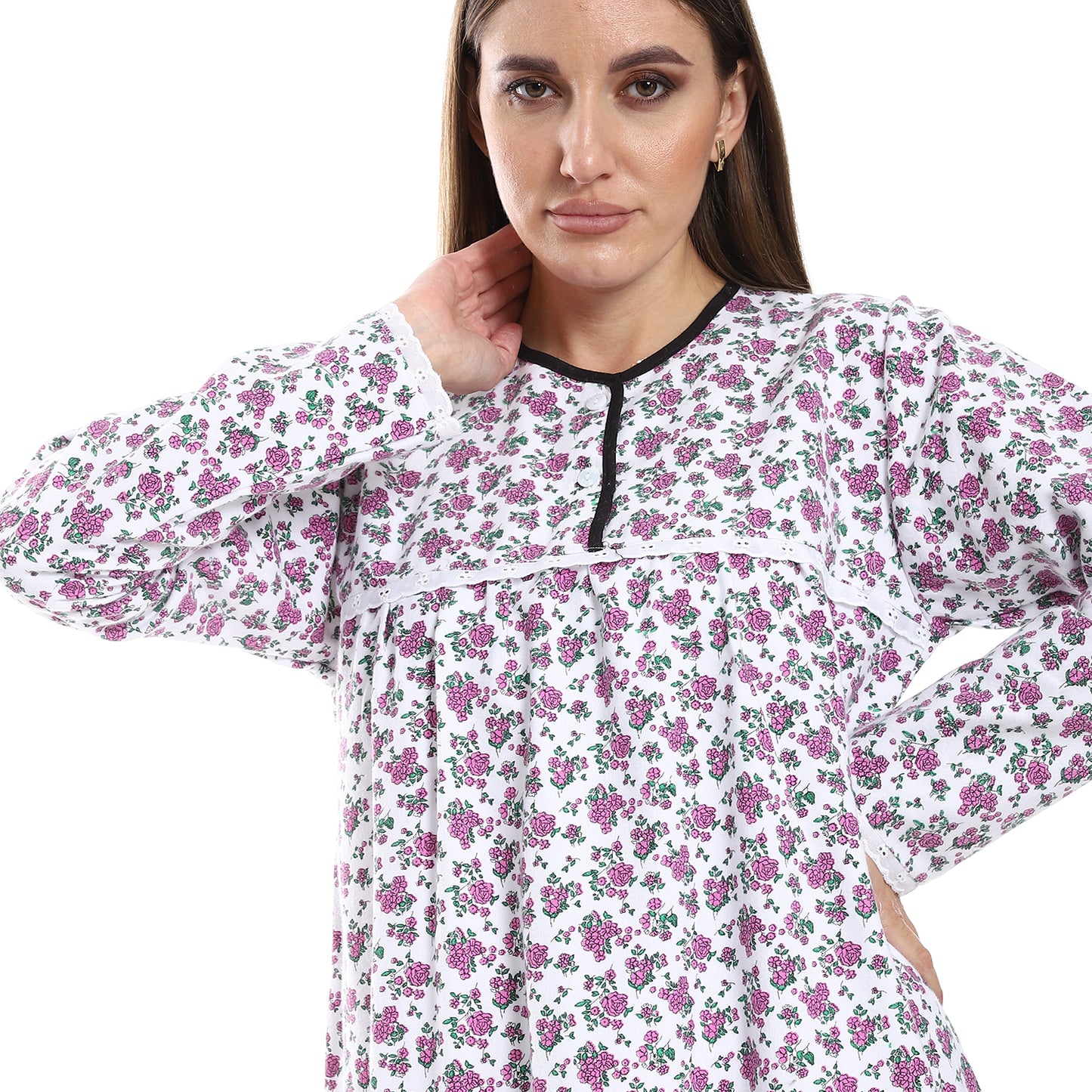 027 قميص نوم كستور مشجر بالدانتيل