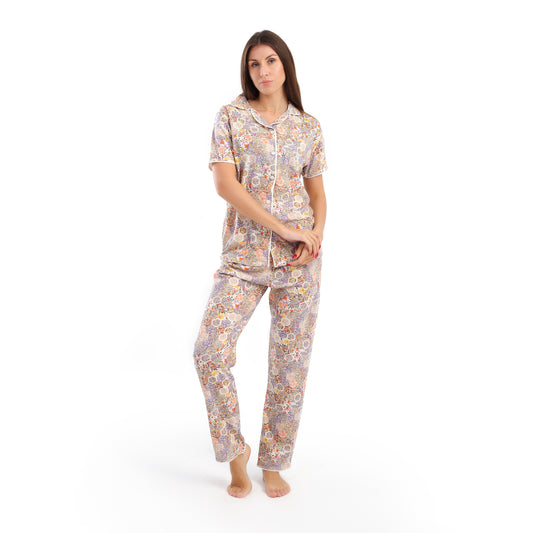 4101 بجامة كلاسيك نصف كم مشجرة