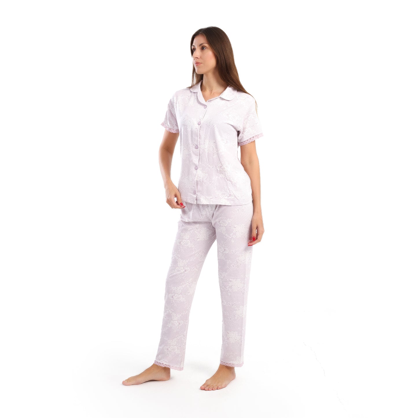 4156 بجامة كلاسيك نصف كم مشجرة