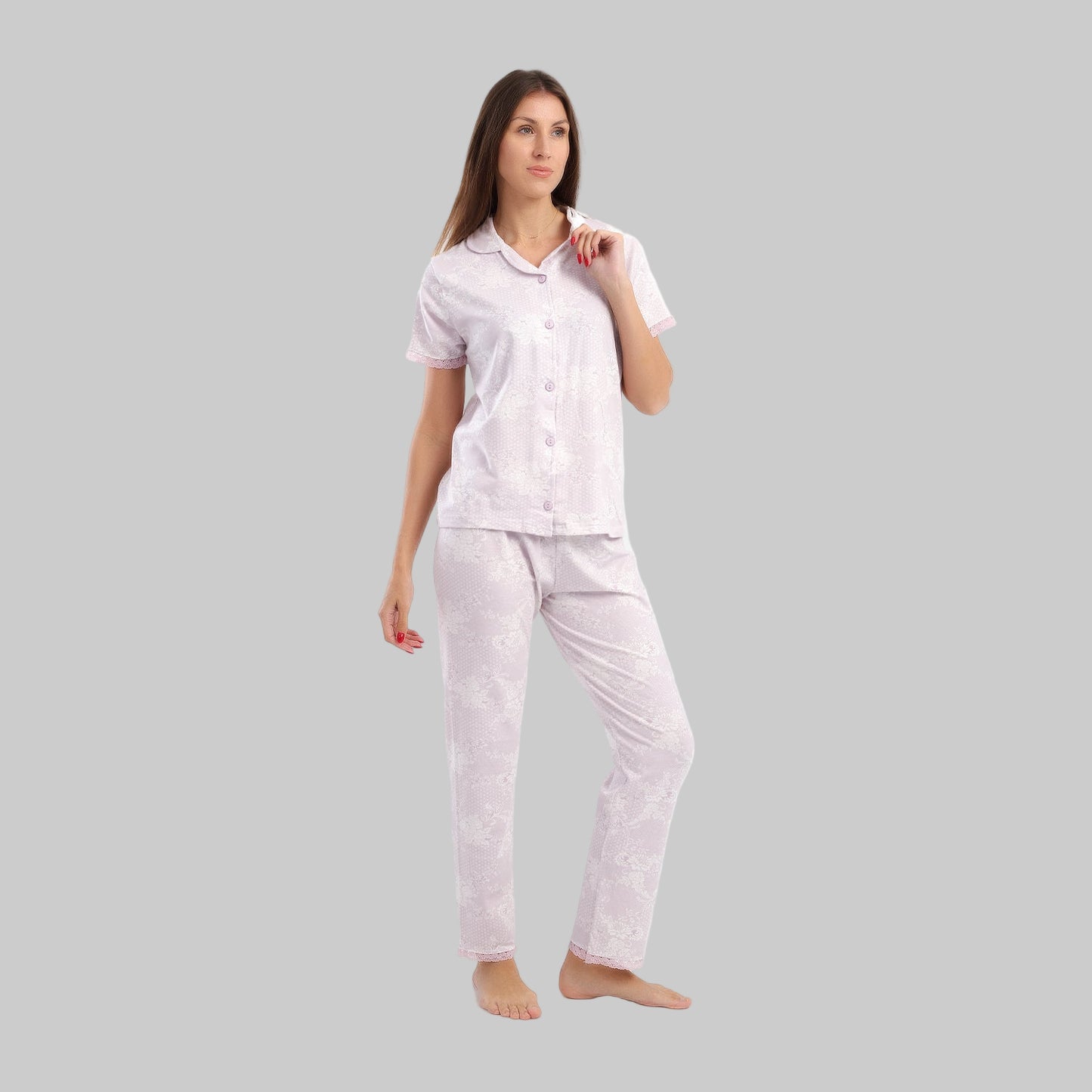 4156 بجامة كلاسيك نصف كم مشجرة