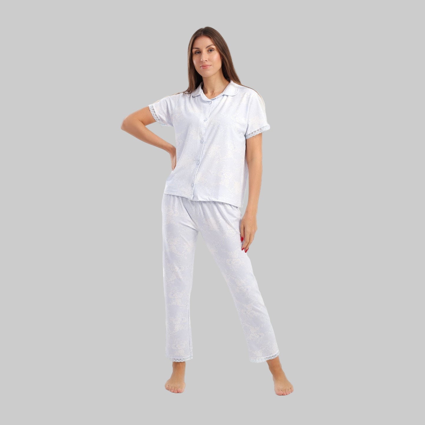 4156 بجامة كلاسيك نصف كم مشجرة
