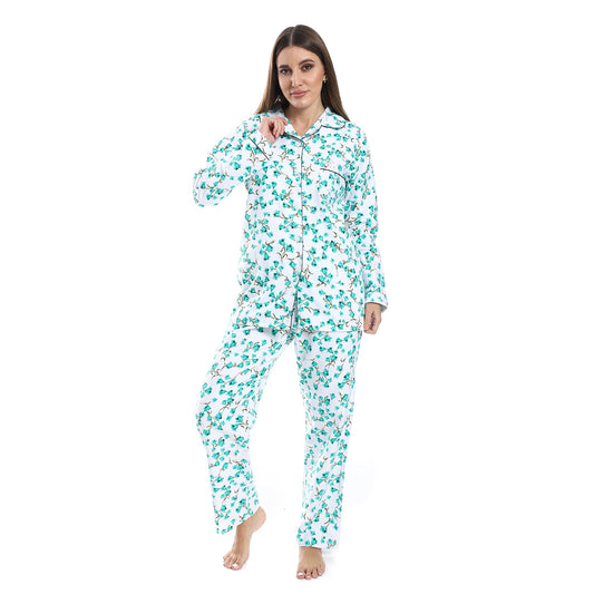 KHW12 بجامة كستور مشجرة بزراير