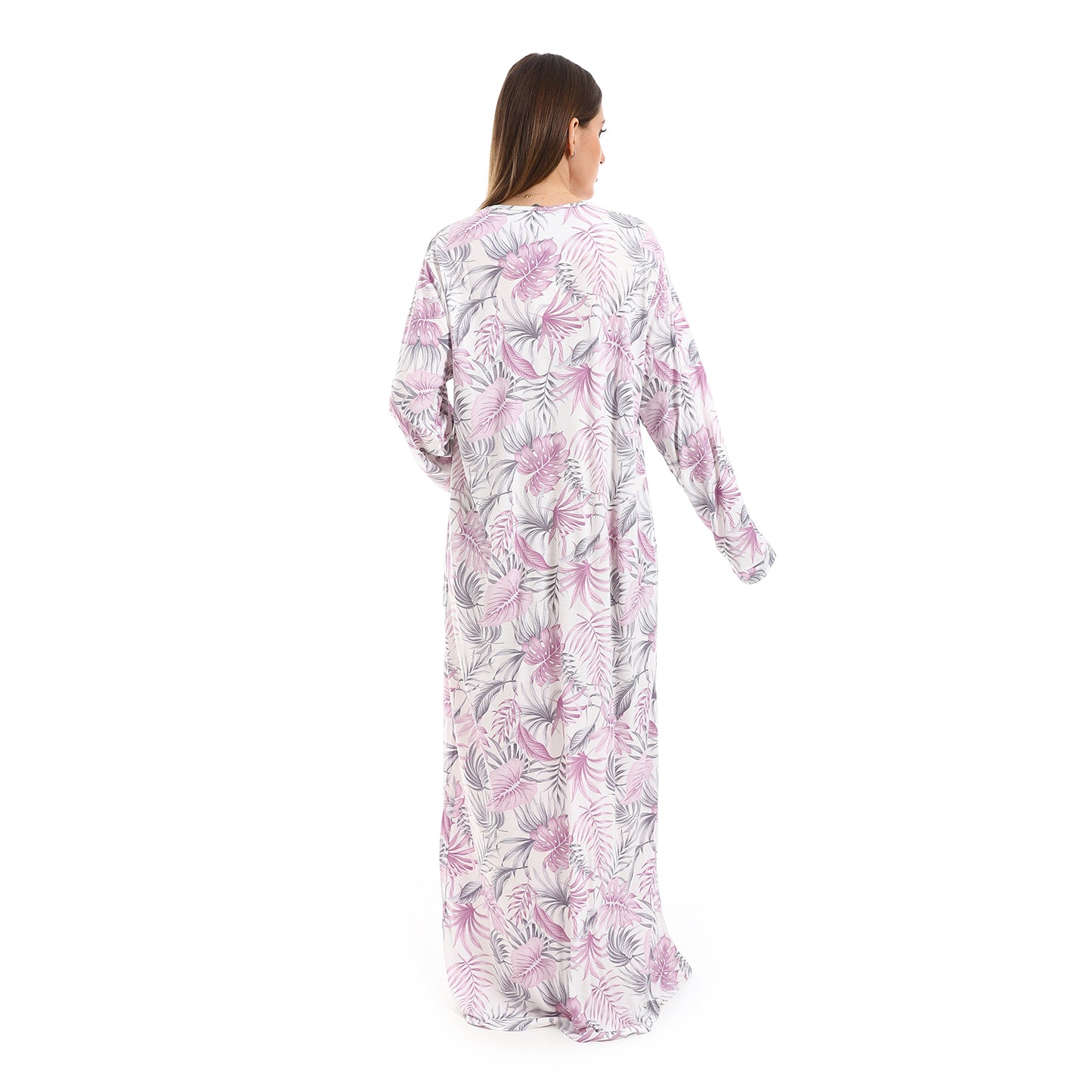 D120 قميص نوم فيسكوز مشجر كم طويل بسفرة