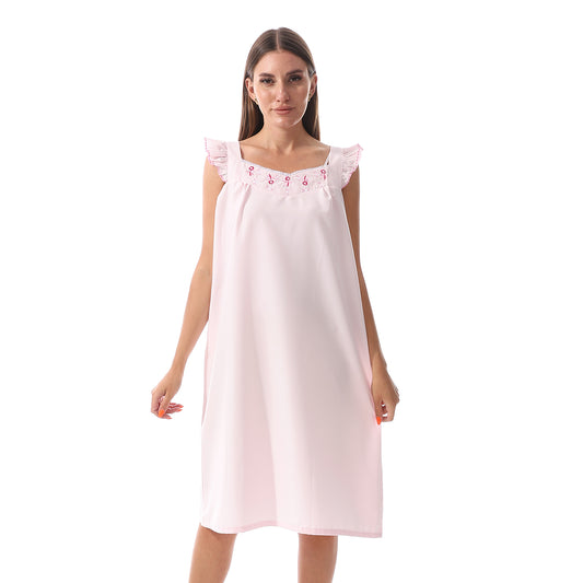 2518 قميص نوم كت مطرز الصدر مربع