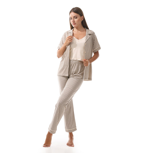 4316 بجامة كلاسيك نصف كم  3قطعة