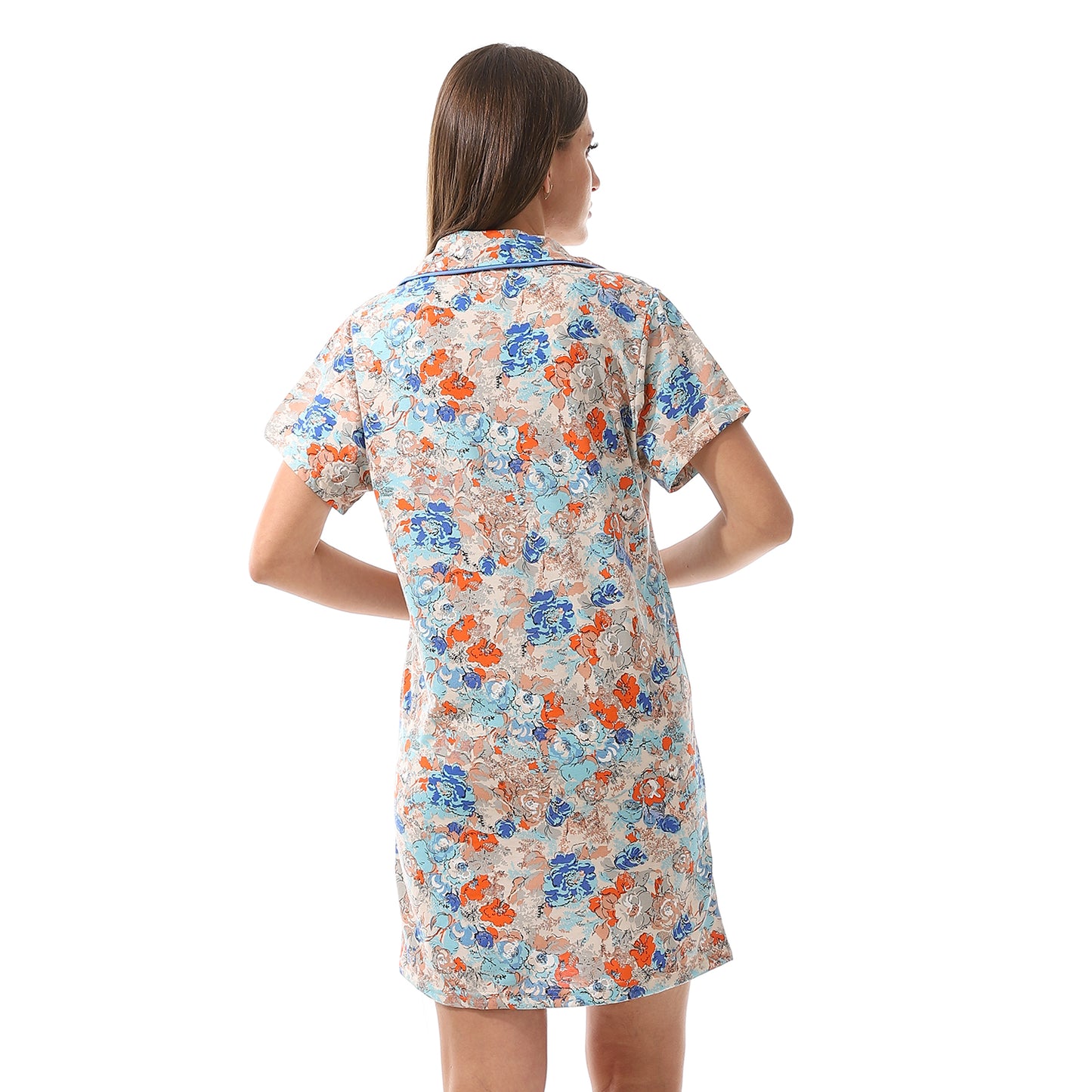 5217 قميص نوم قصير مشجر بزراير