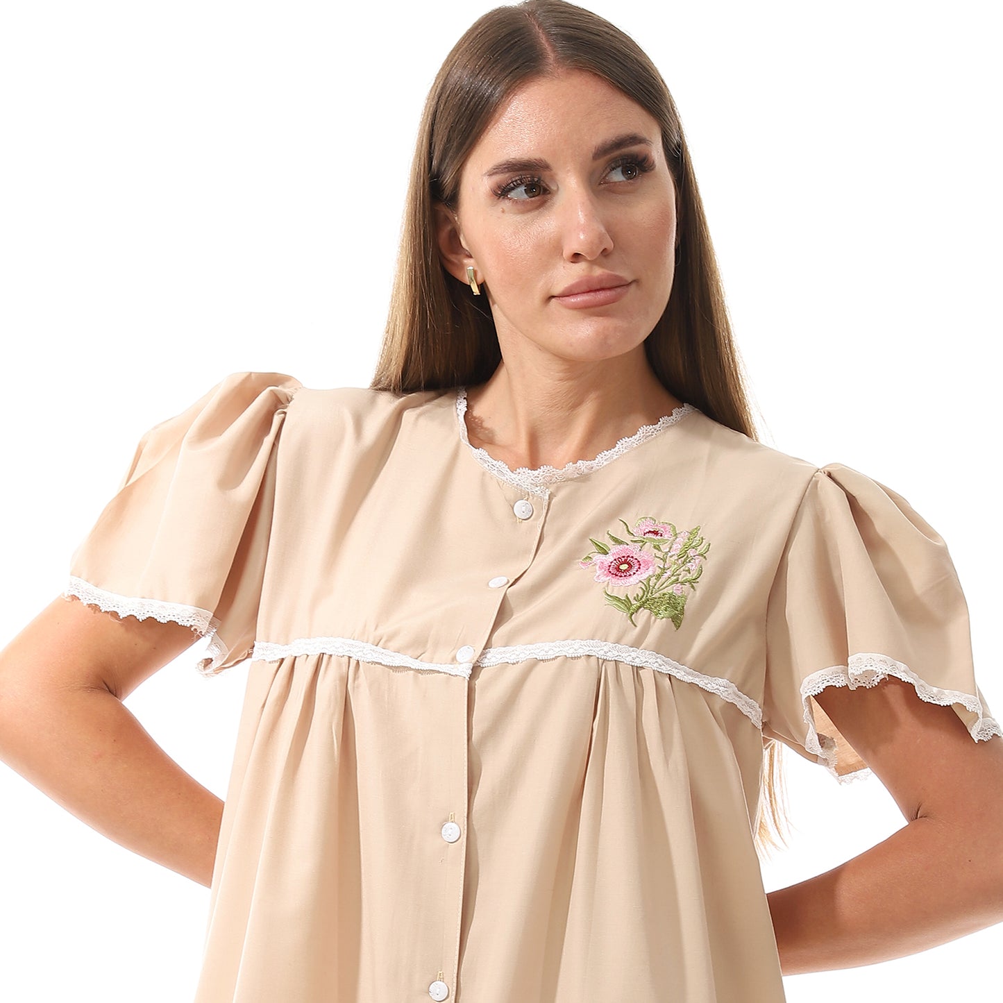 698 قميص نوم لينوه نصف كم قصير