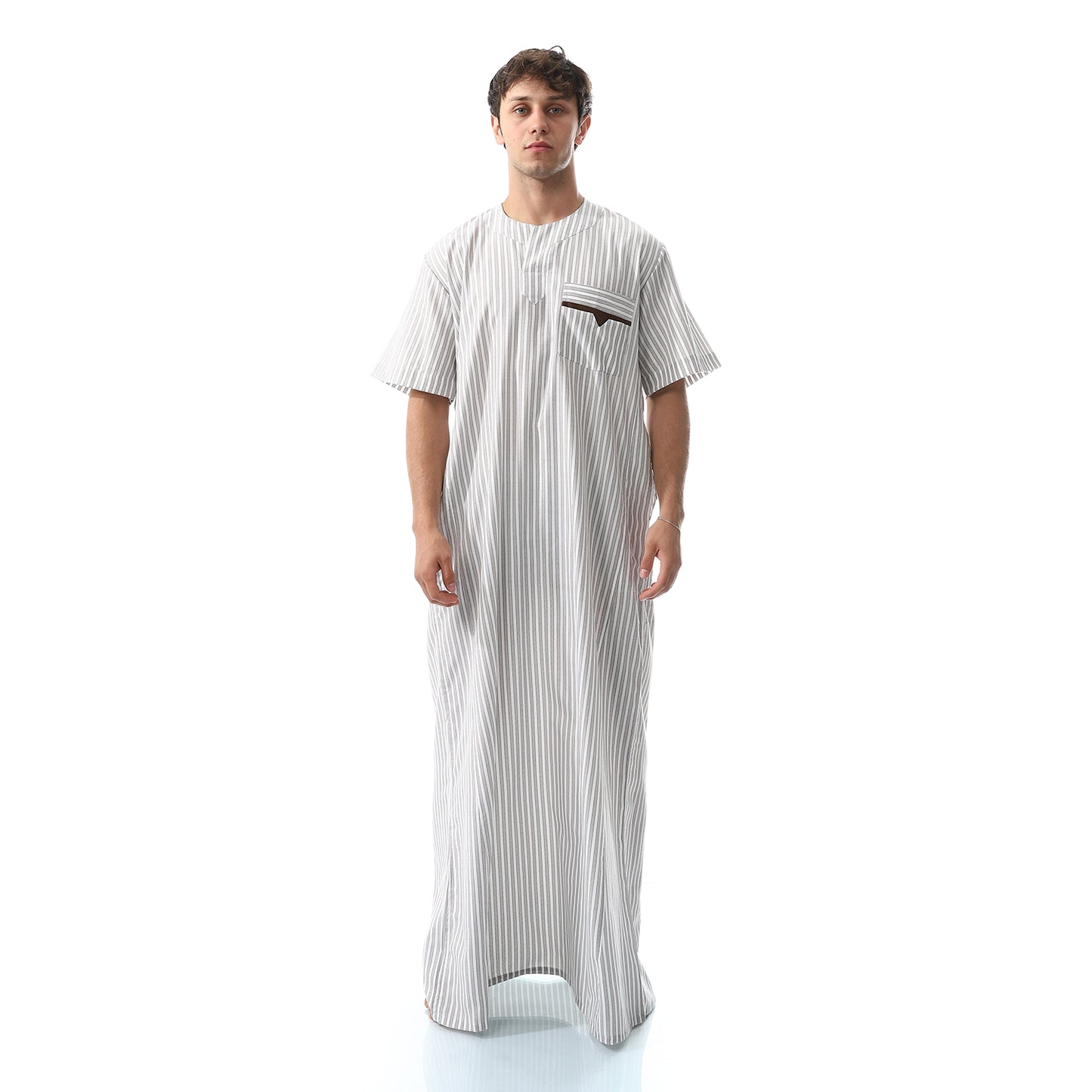 جلابية رجالي جيب في جيب مقلم 7033