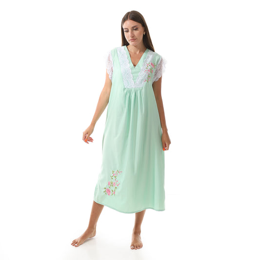 KHW715 قميص نوم كت بالدانتيل على الكم