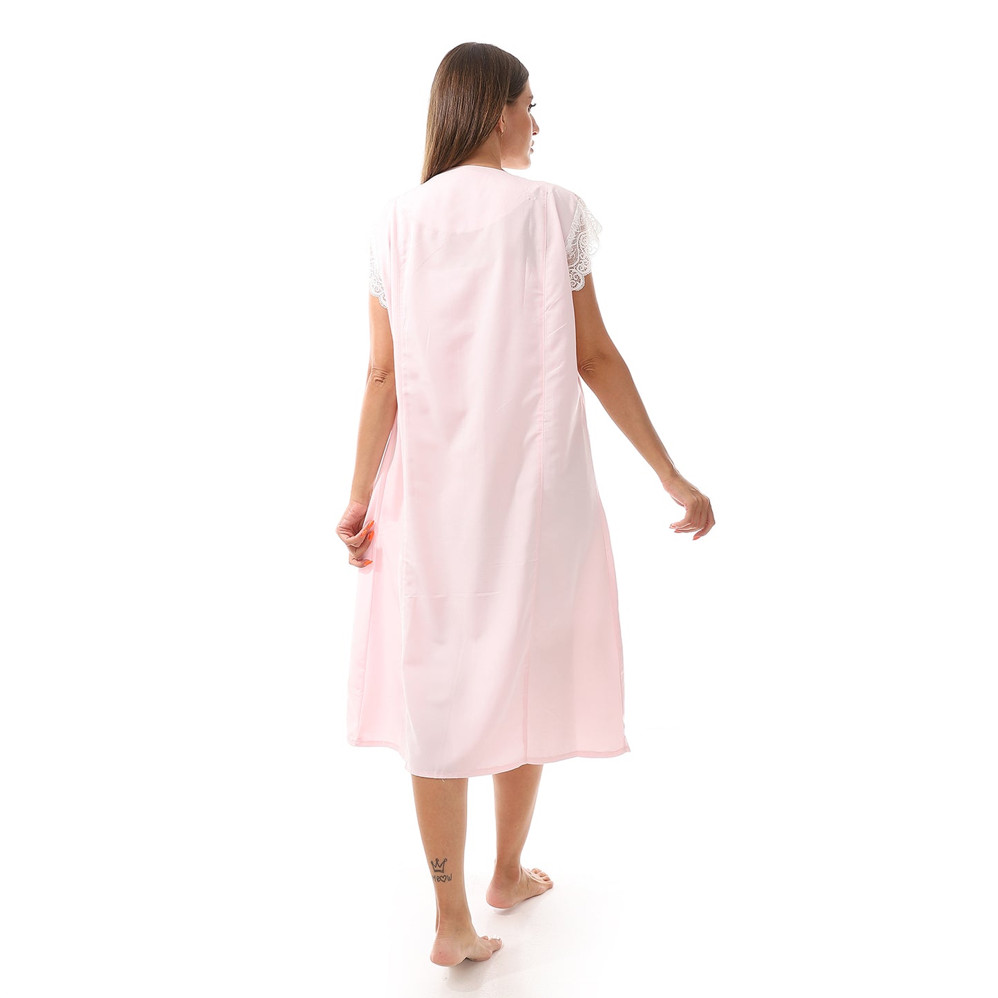 807 قميص نوم كت مطرز بالدانتيل على الكم