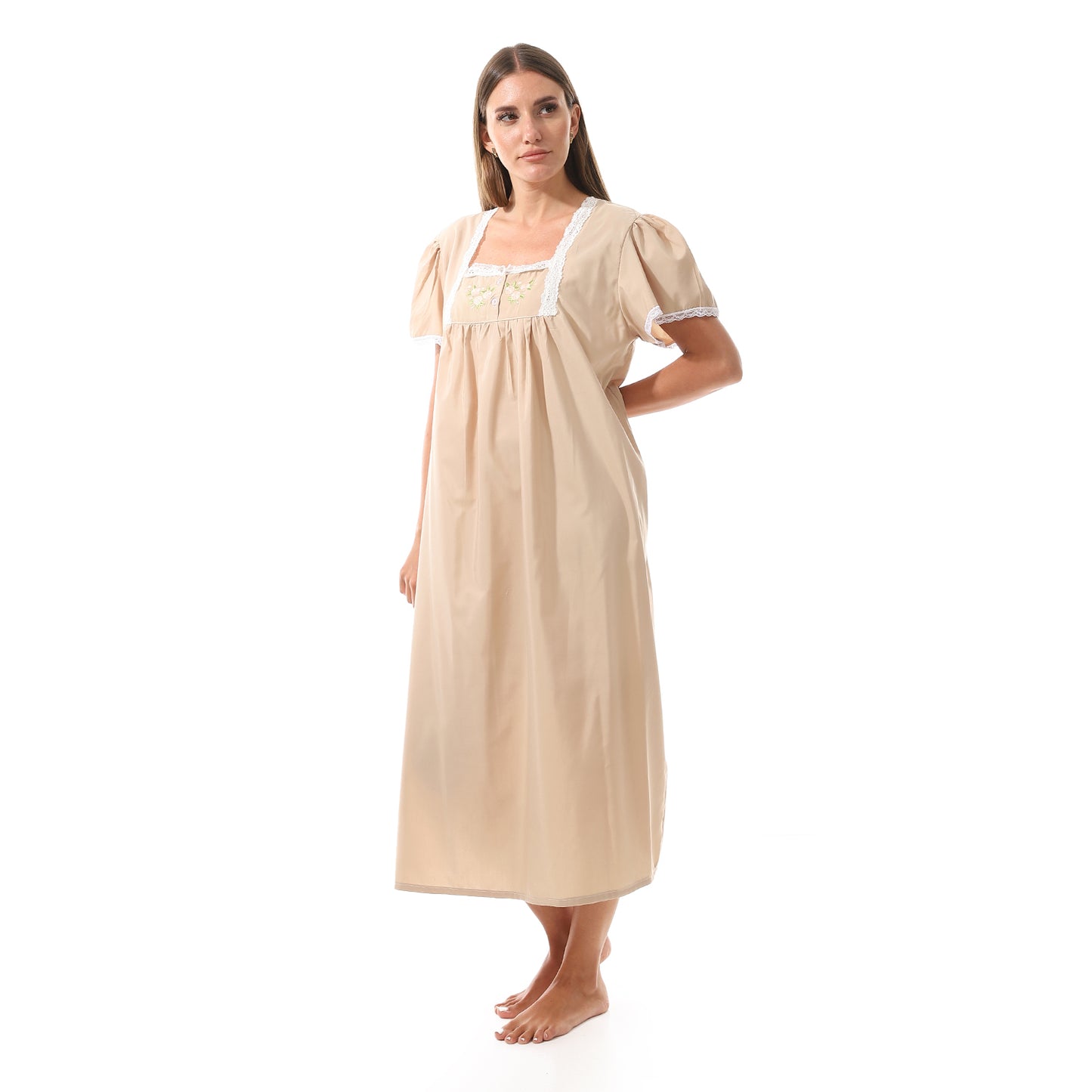 KHW-830 قميص نوم قصير بالدانتيل على الصدر