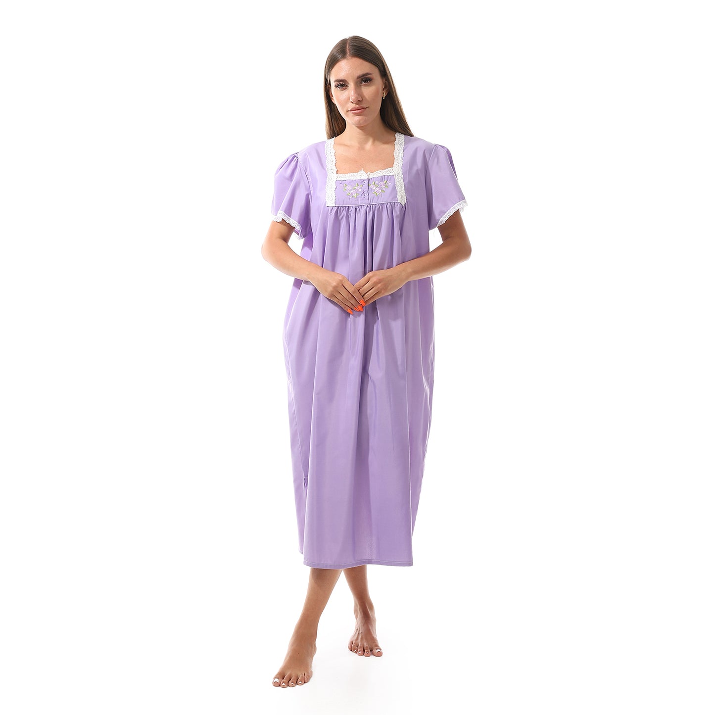 KHW-830 قميص نوم قصير بالدانتيل على الصدر