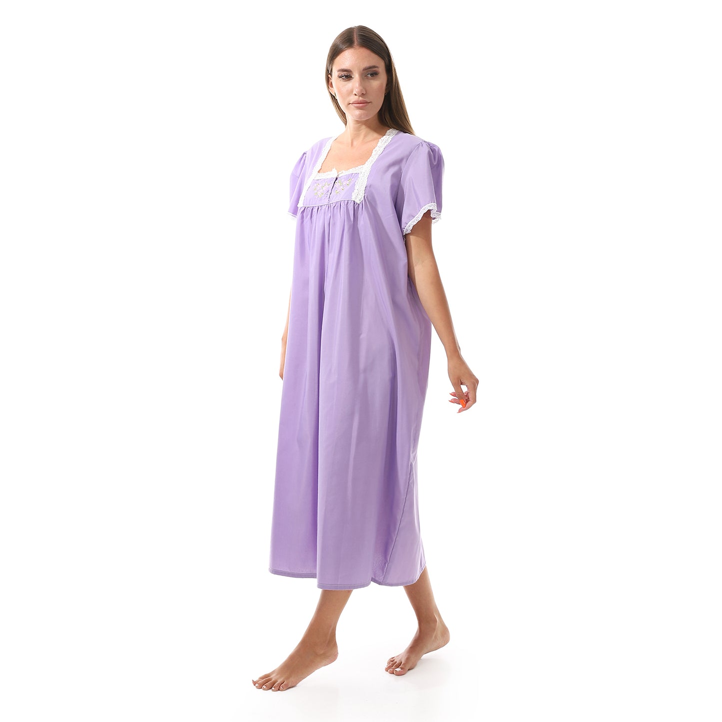 KHW-830 قميص نوم قصير بالدانتيل على الصدر