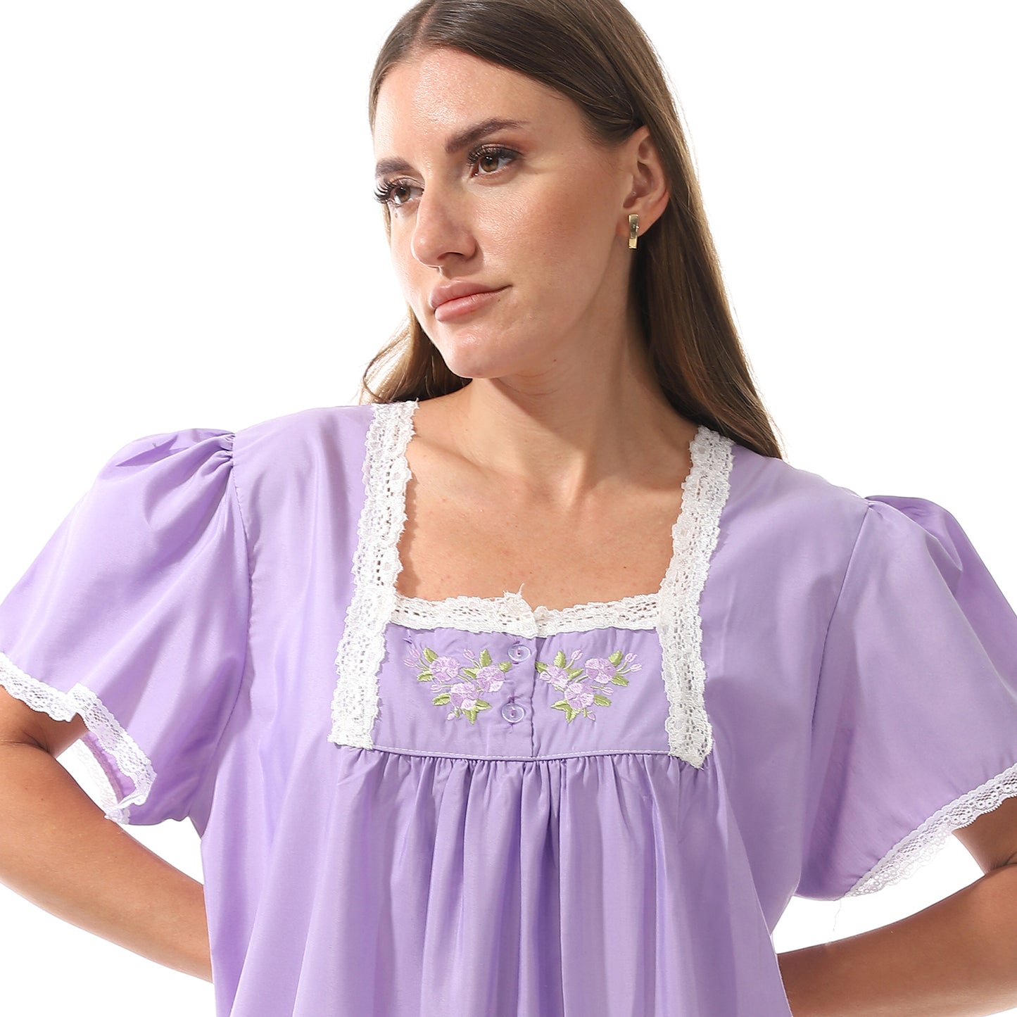 KHW-830 قميص نوم قصير بالدانتيل على الصدر