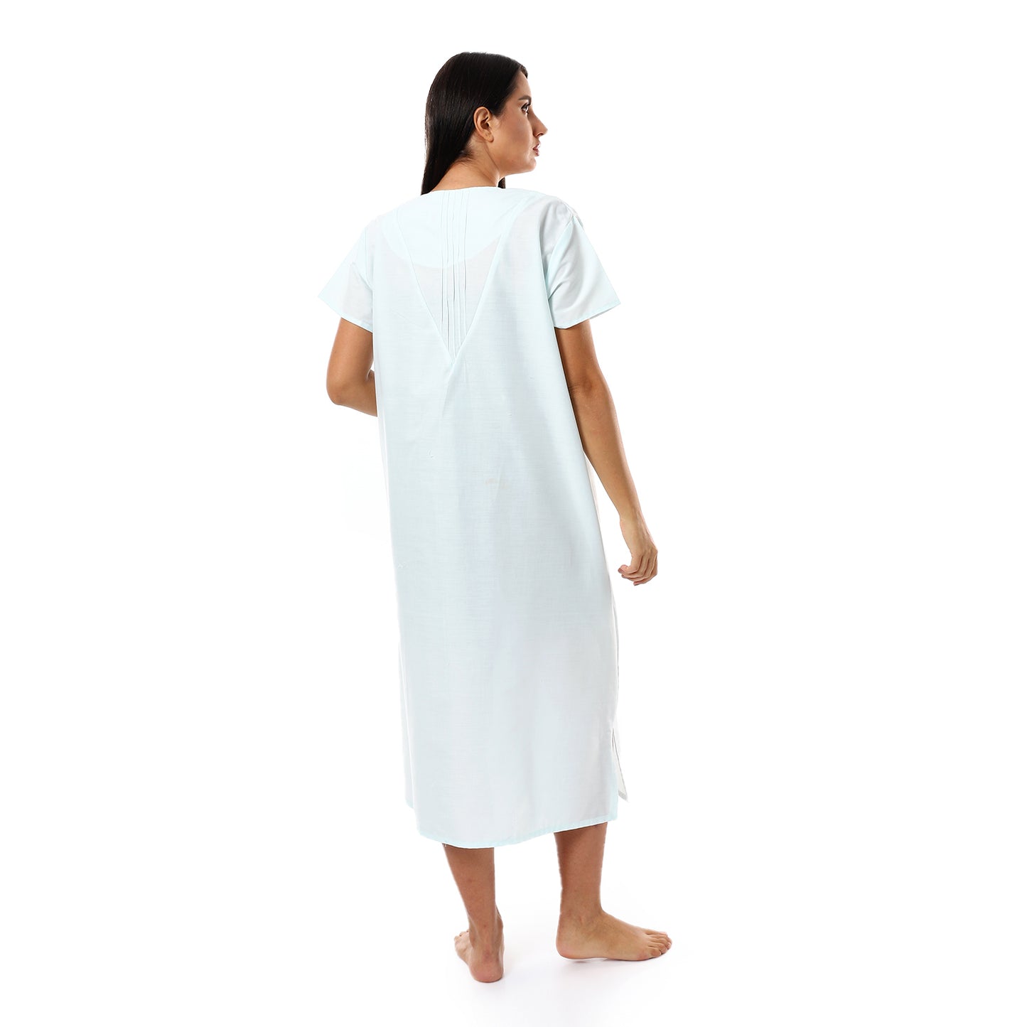 876 قميص نوم لينوه بالدانتيل على الكم