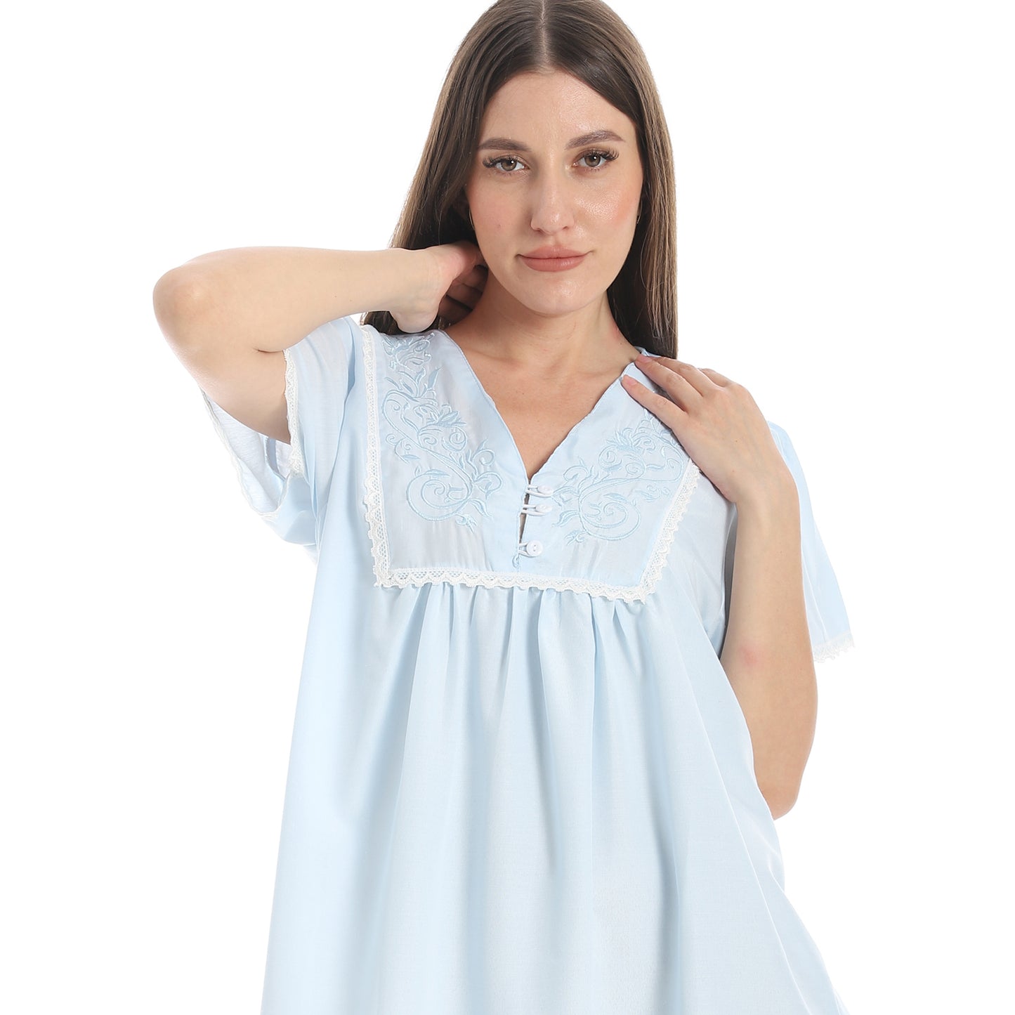 893 قميص نوم قصير بالدانتيل على الكم