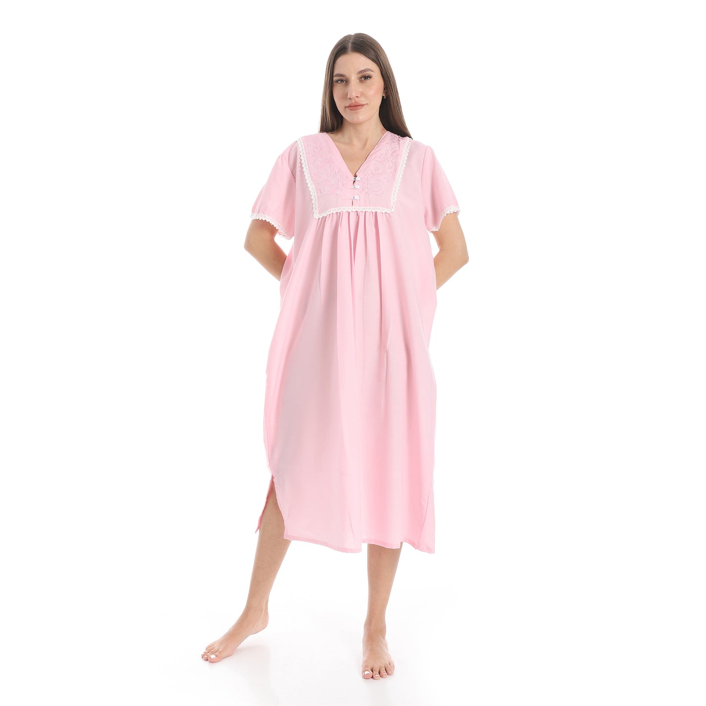 893 قميص نوم قصير بالدانتيل على الكم