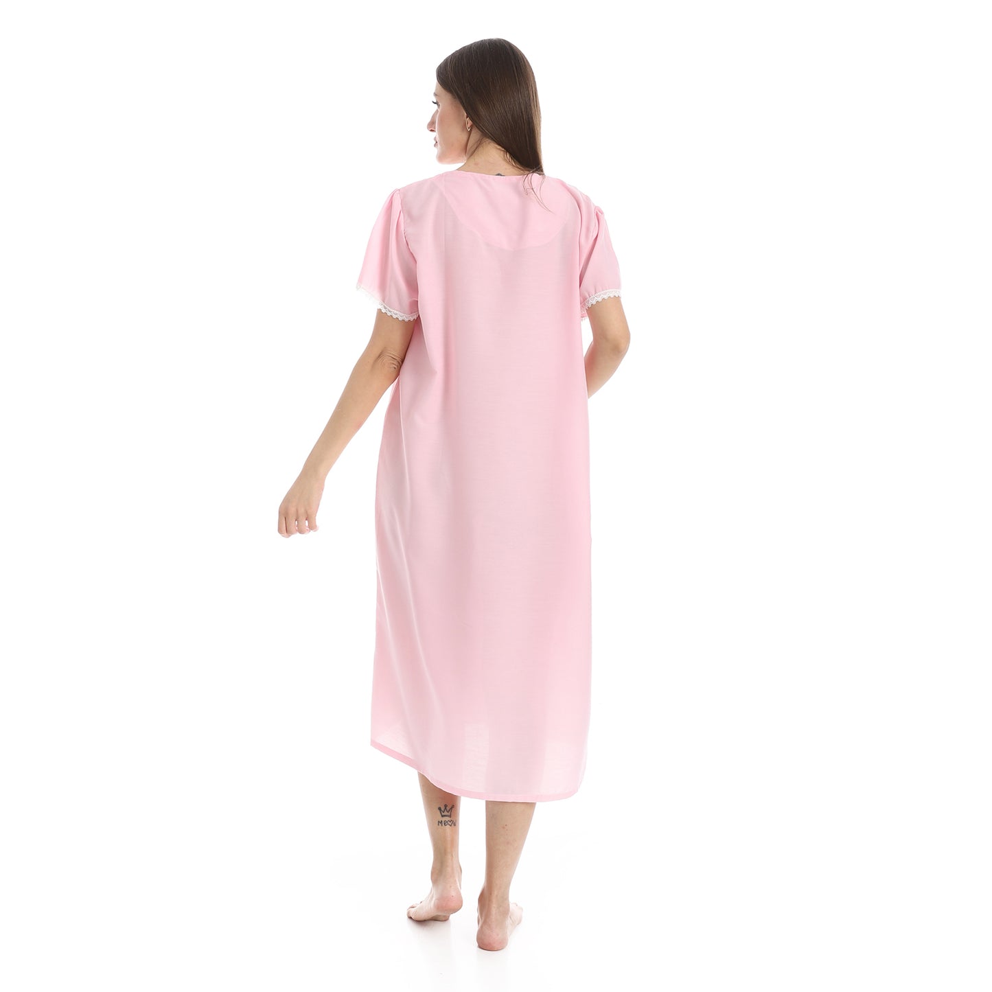 893 قميص نوم قصير بالدانتيل على الكم