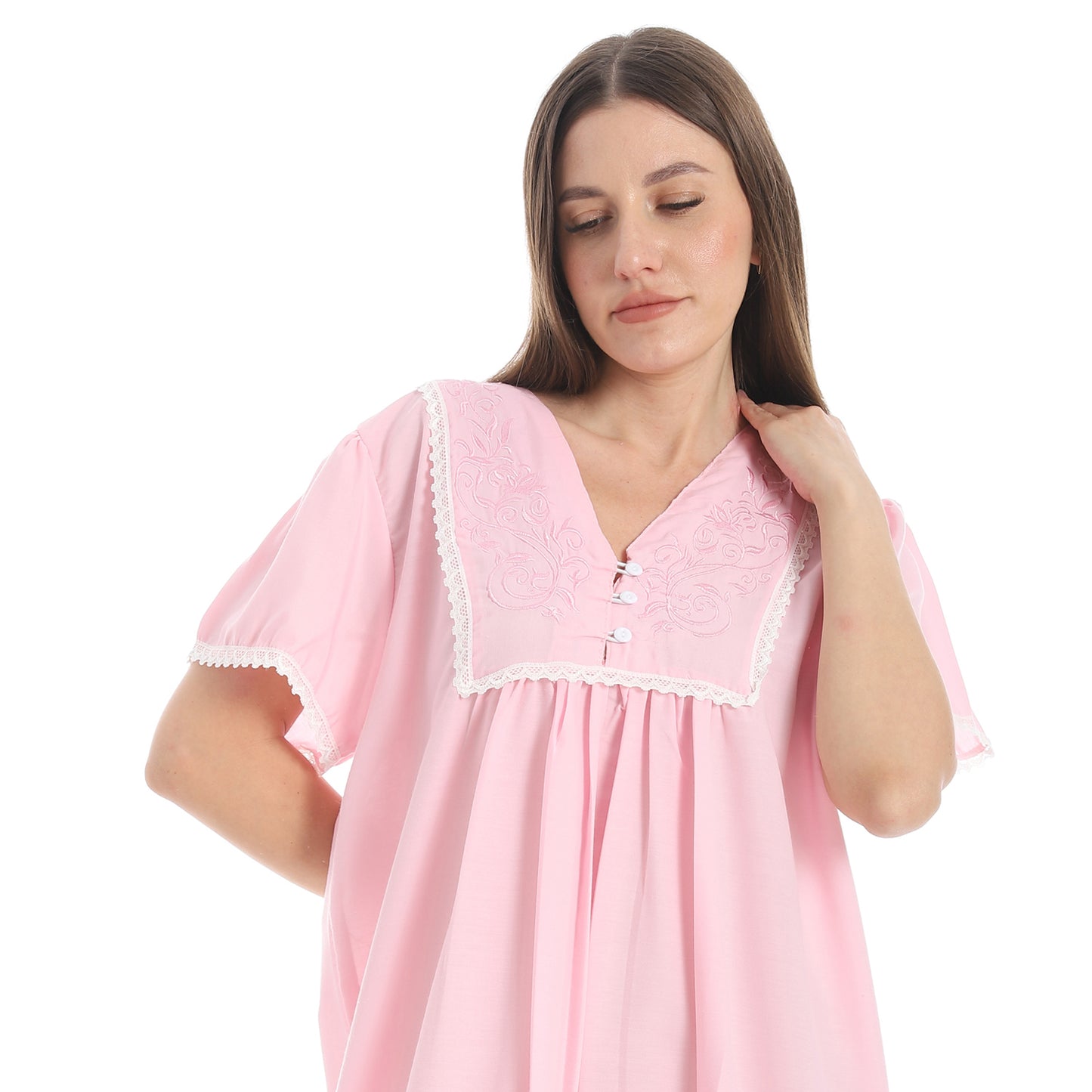 893 قميص نوم قصير بالدانتيل على الكم