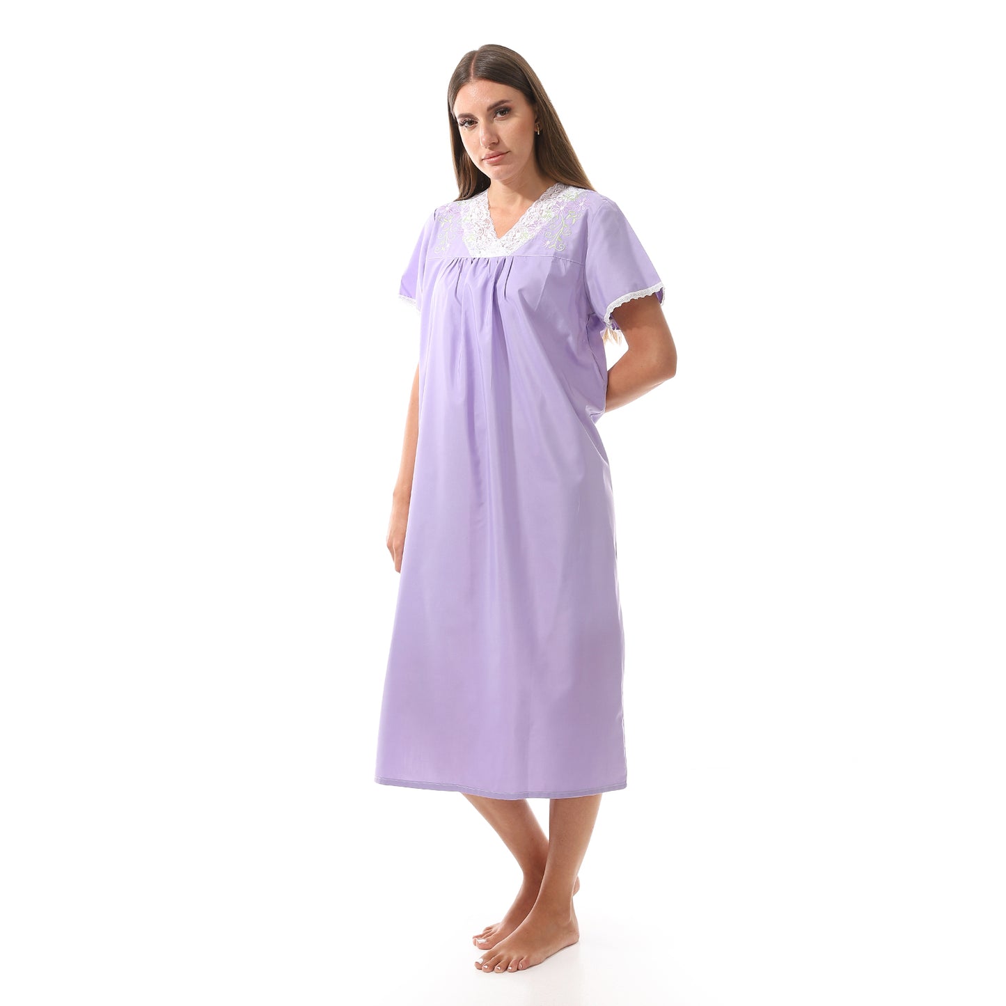 KHW-910 قميص نوم قصير بالدانتيل على الصدر