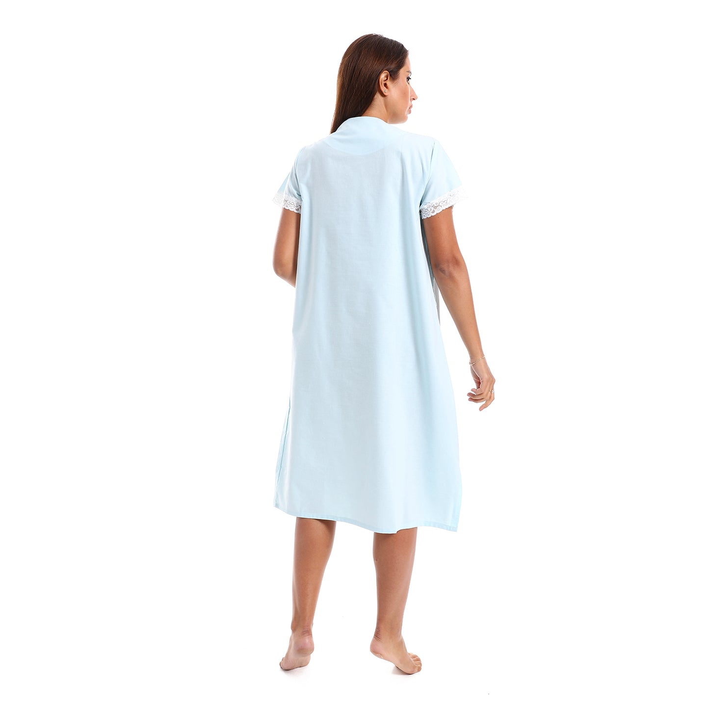 H-910 قميص نوم لينوه قصير بالدانتيل على الصدر