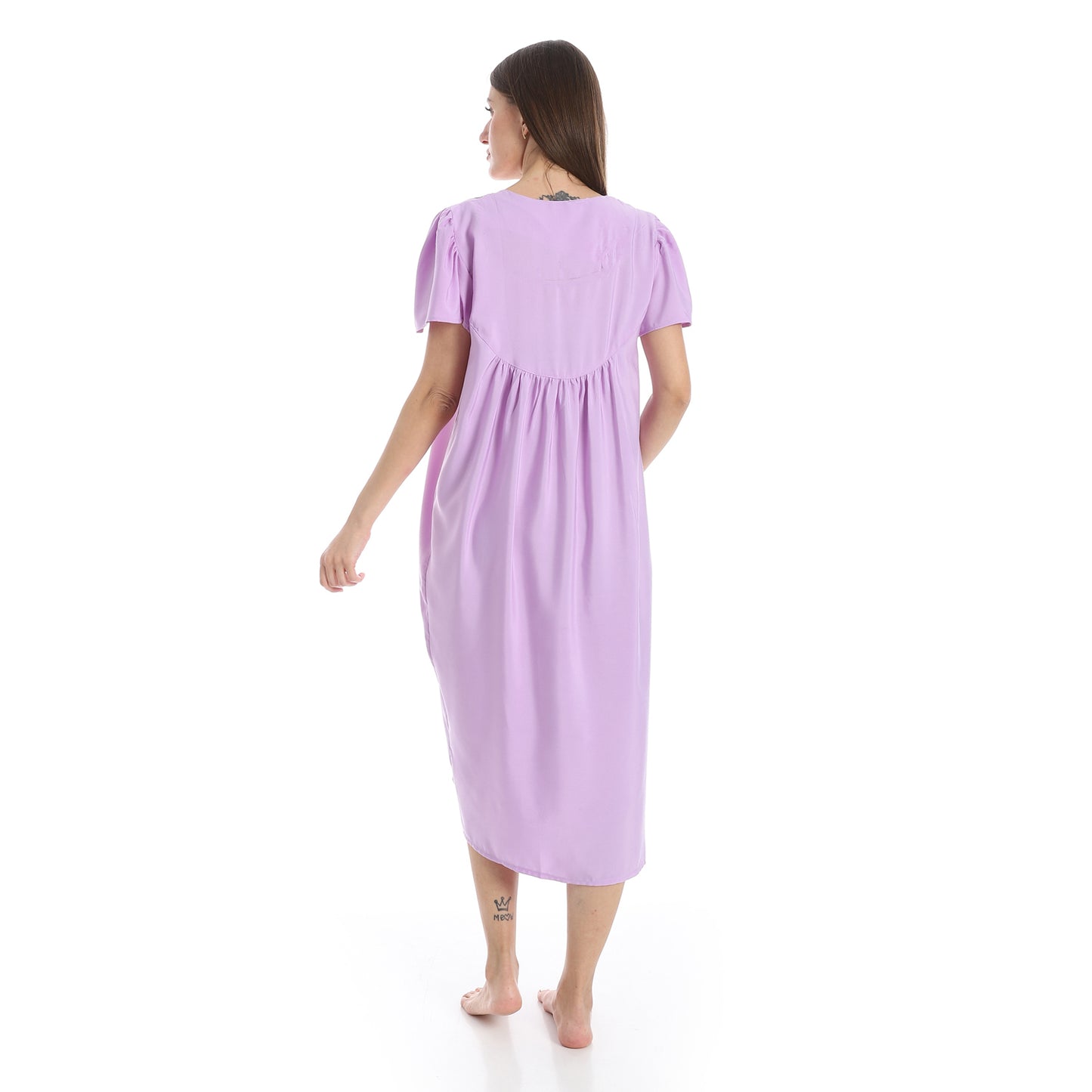 KHW 988 قميص نوم قصير مطرز بسفرة