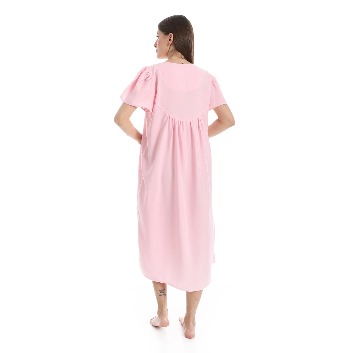 KHW 988 قميص نوم قصير مطرز بسفرة