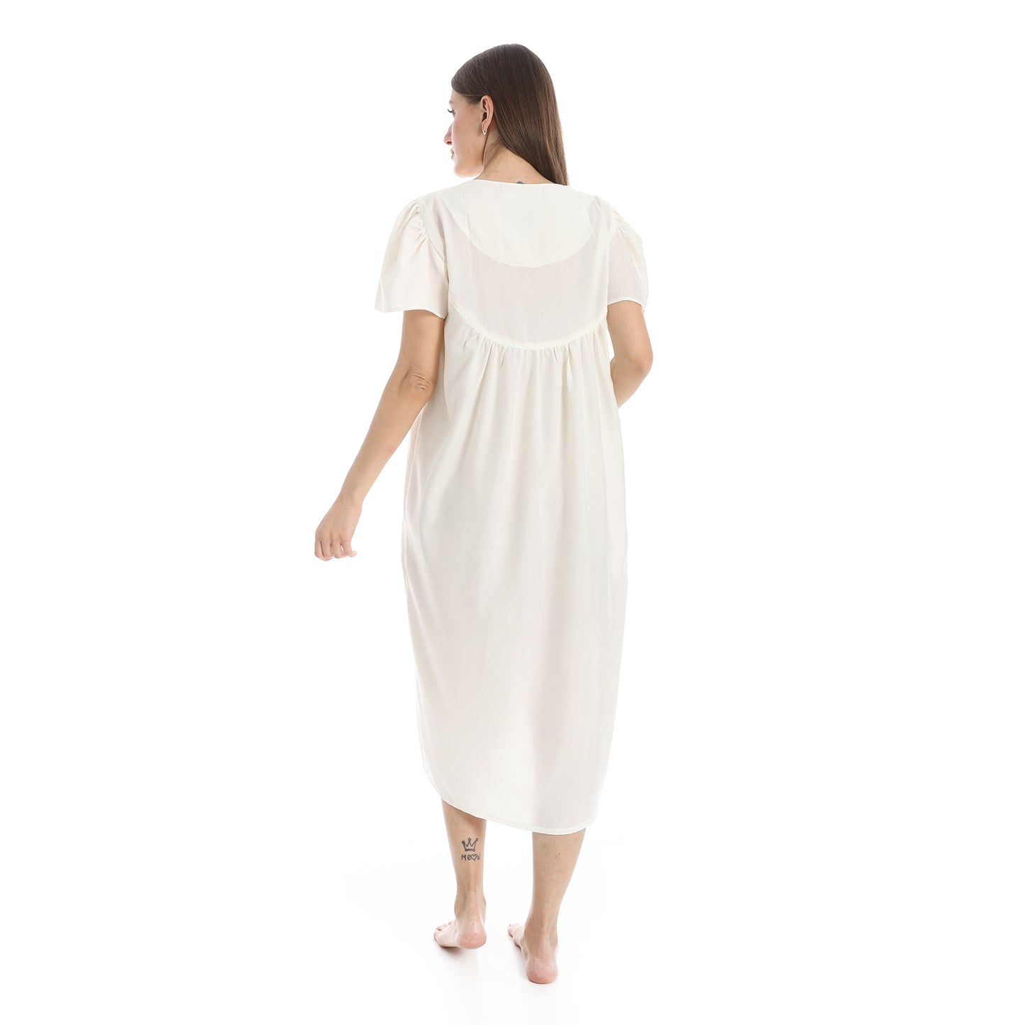 KHW 988 قميص نوم قصير مطرز بسفرة