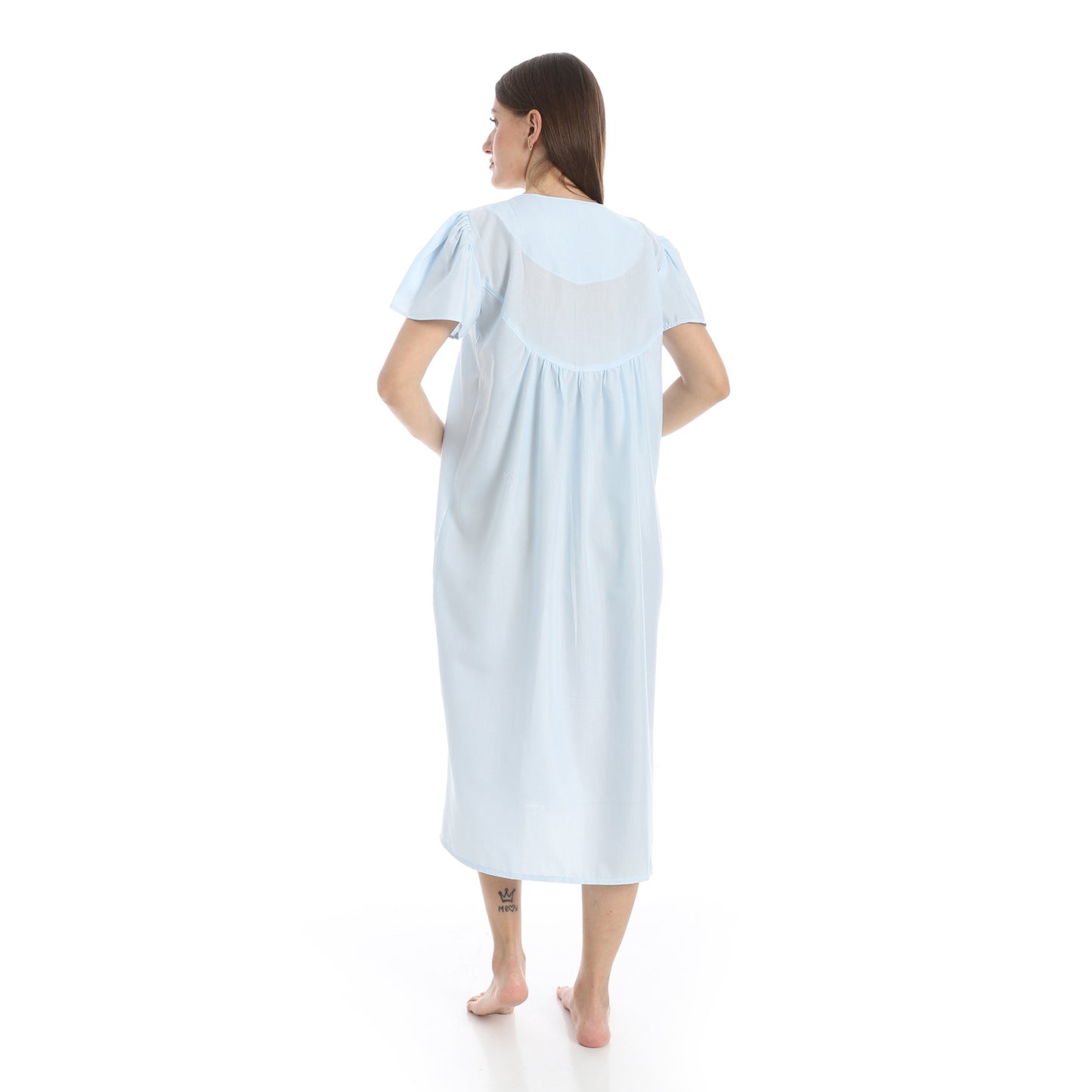 KHW 988 قميص نوم قصير مطرز بسفرة