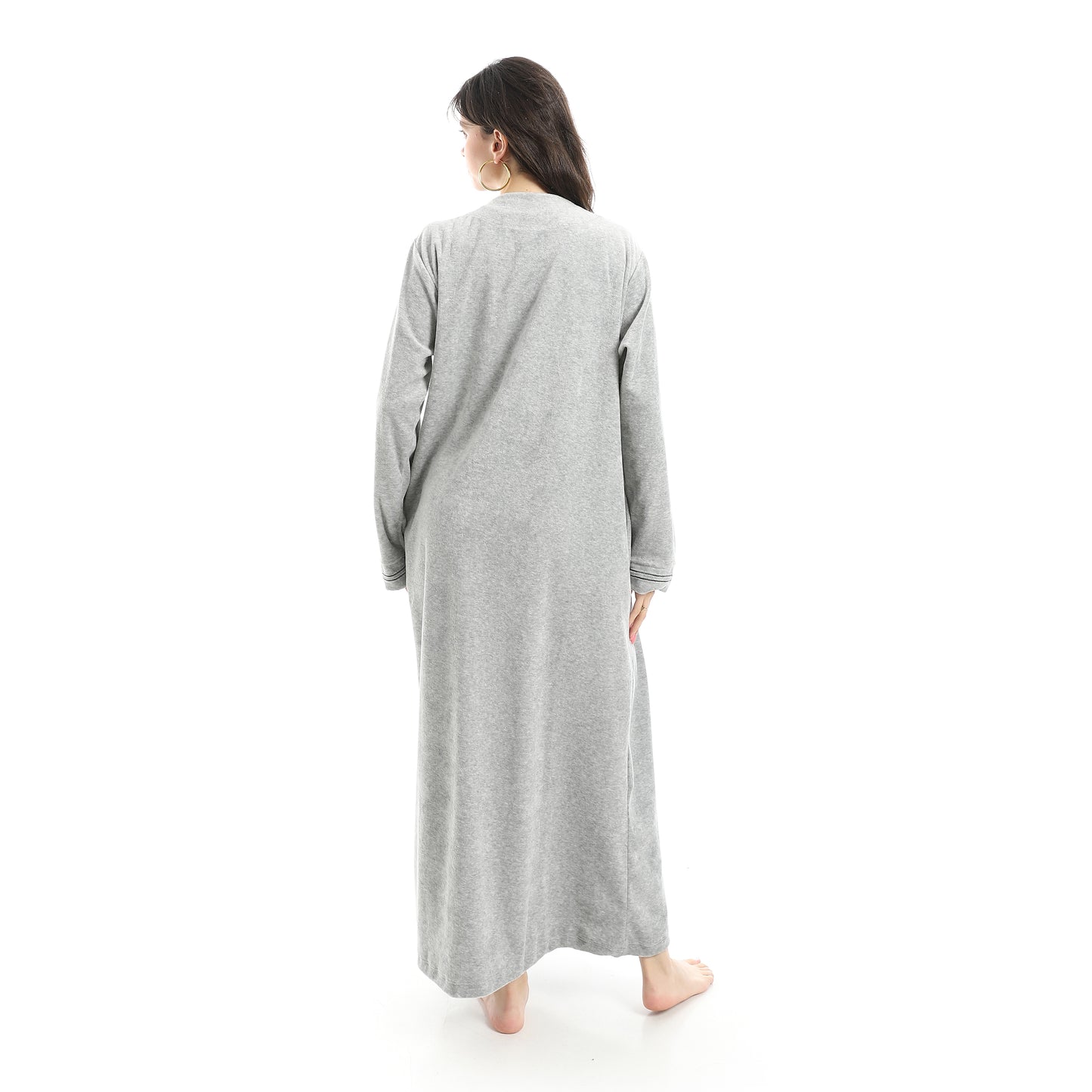 DAB18-W26 قميص نوم قطيفة مطرز بسفرة