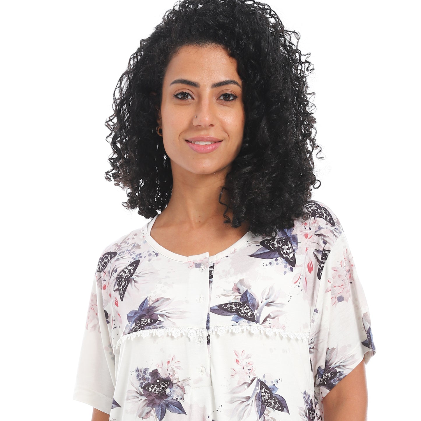 D62-S25 قميص نوم قطن طويل مشجر