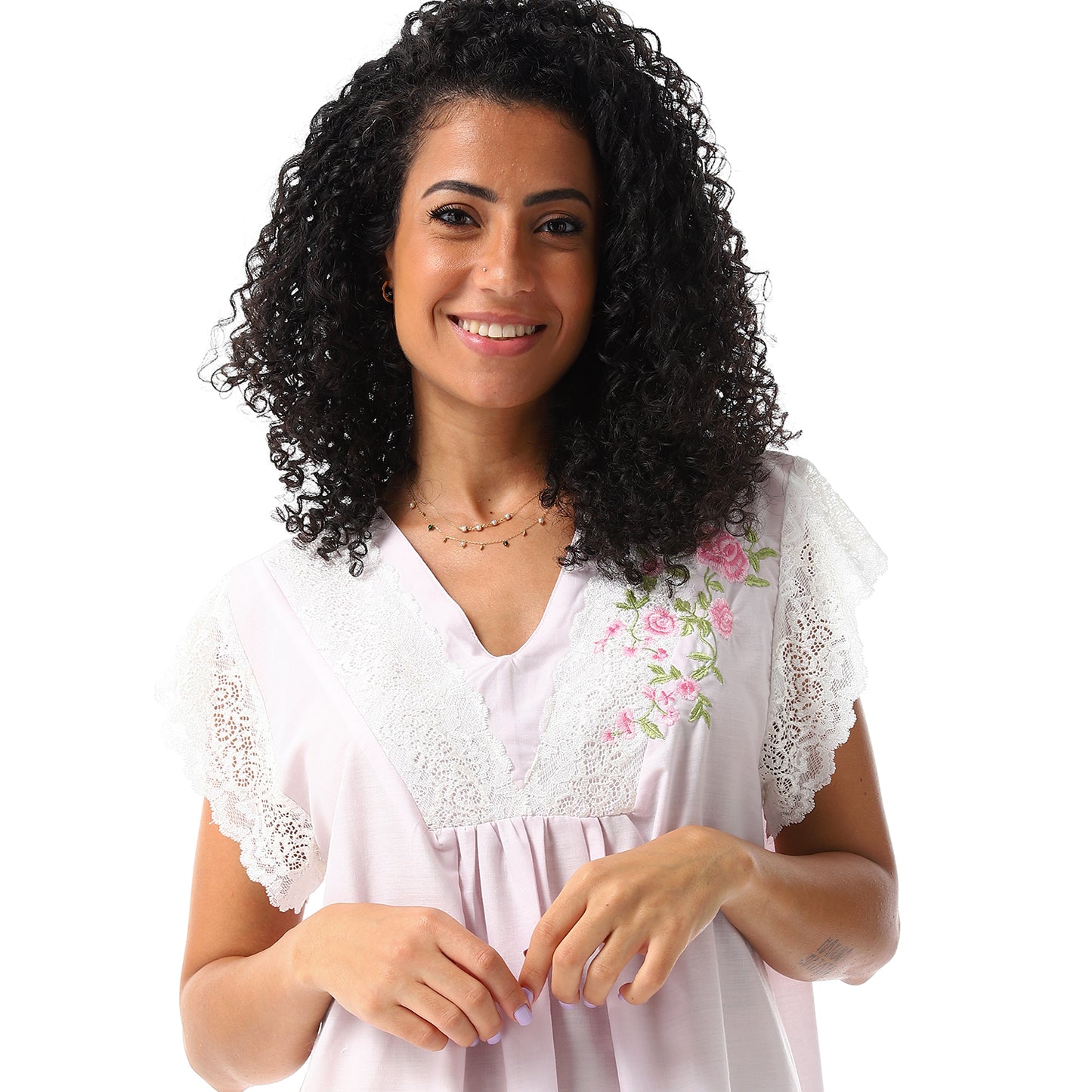 715 قميص نوم كت بالدانتيل على الكم