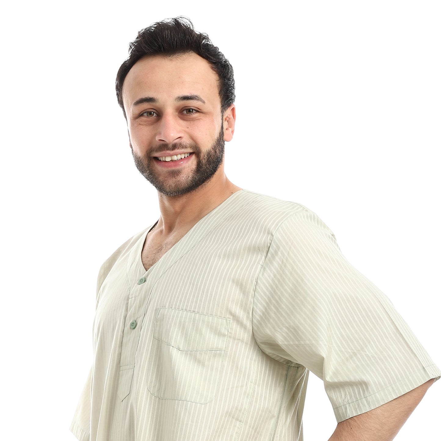 KHM7070 جلابية رجالي رمش العين قطن صافي