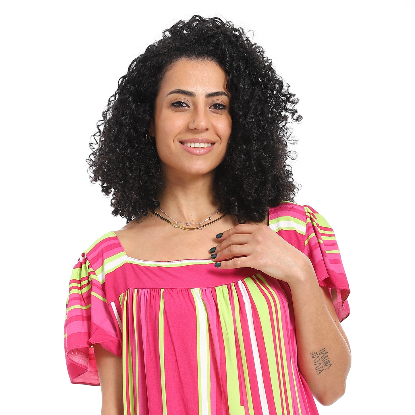 KHW993 قميص نوم فيسكوز مقلم