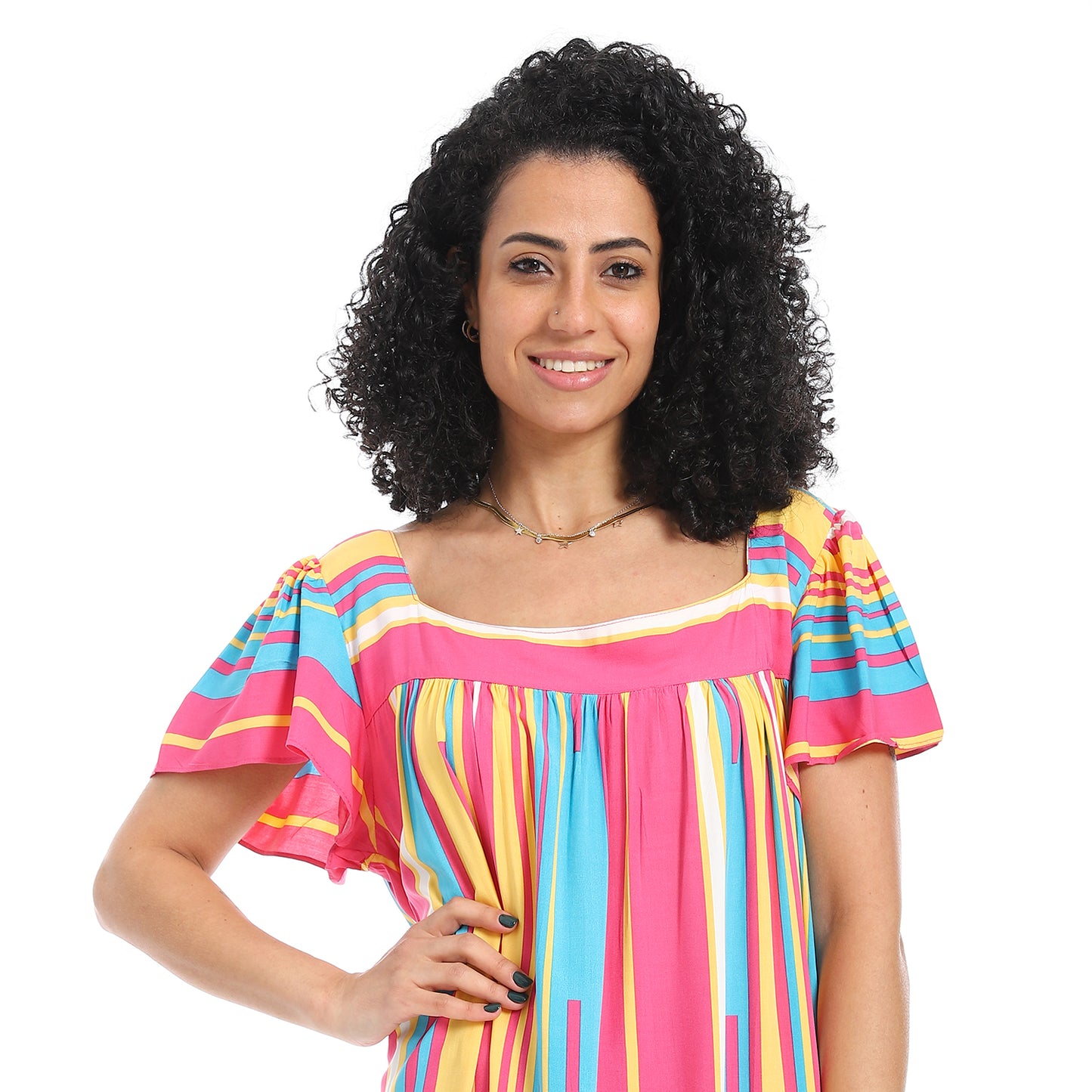 KHW993 قميص نوم فيسكوز مقلم