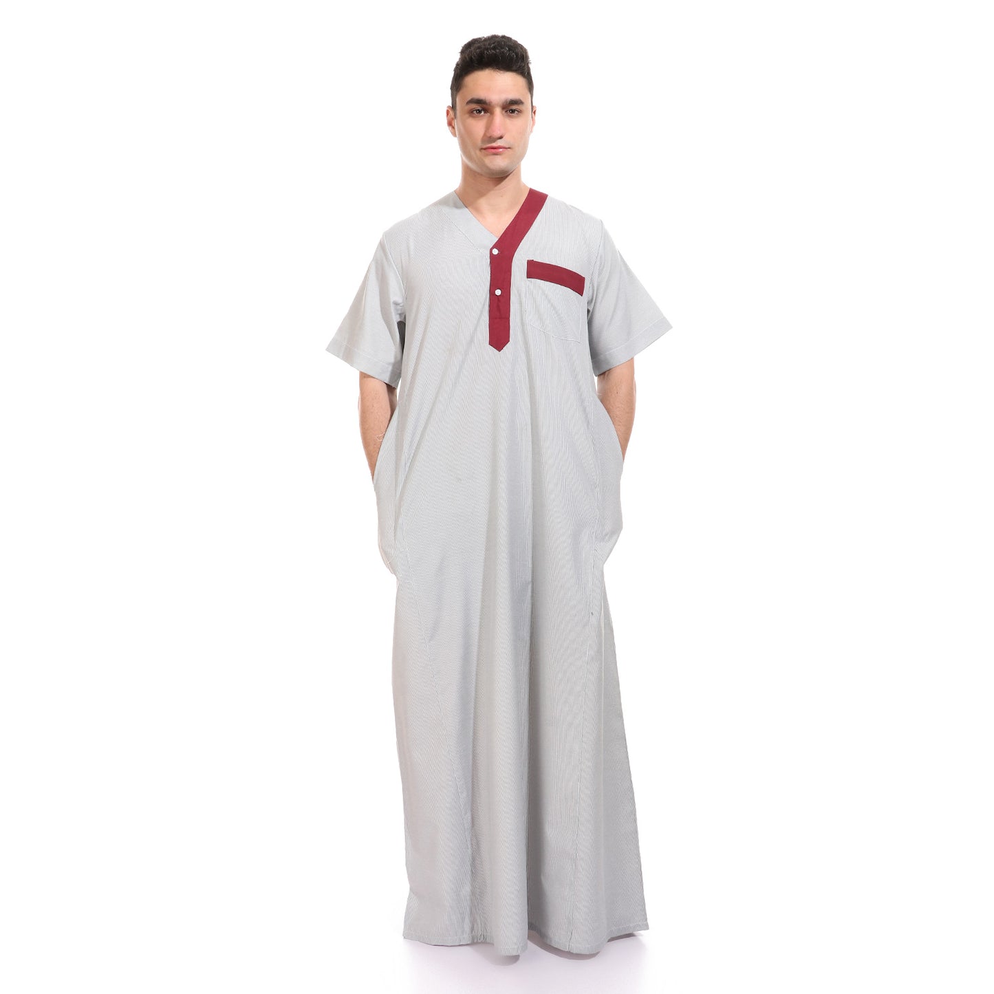 جلابية رجالي مقلمة بندة سادة