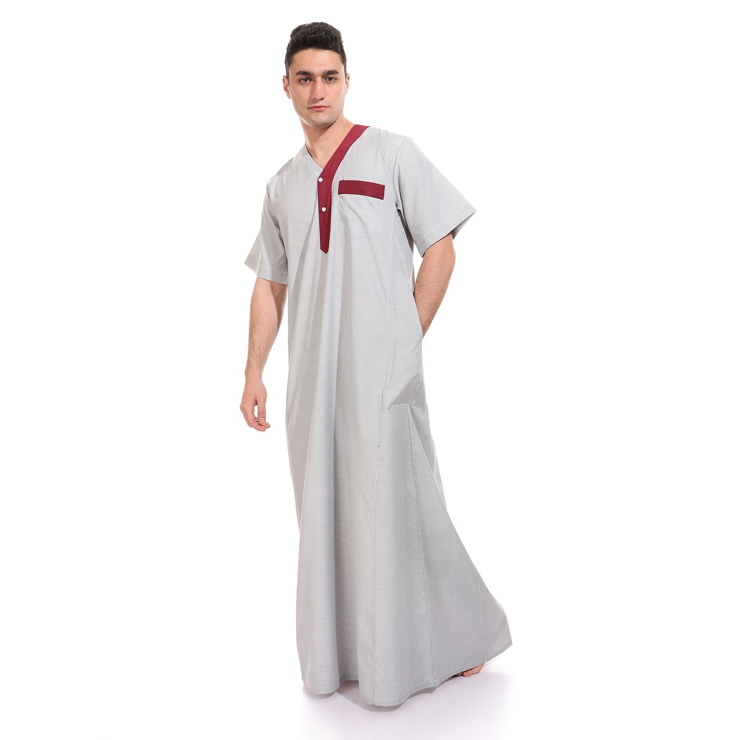 جلابية رجالي مقلمة بندة سادة
