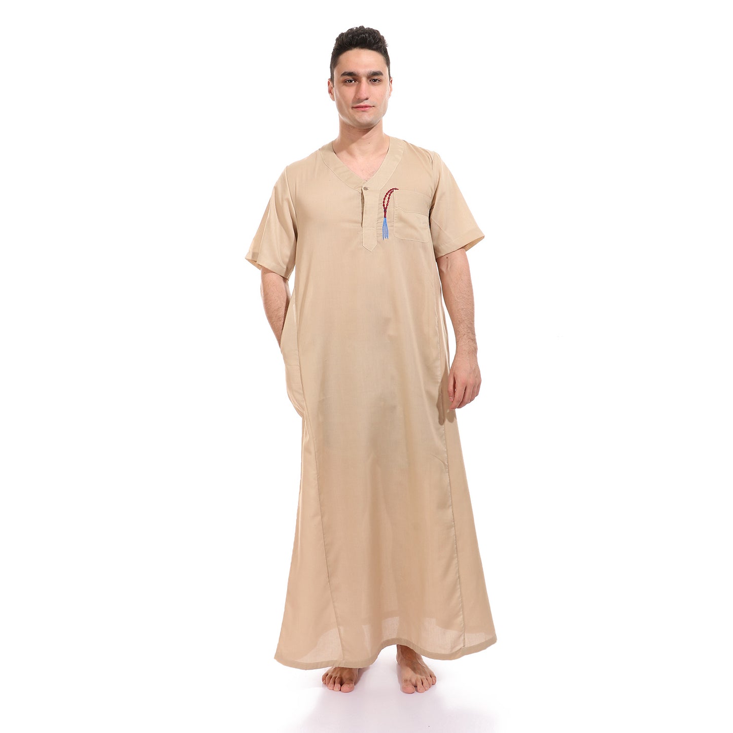 جلابية رجالي سادة بتطريز سبحة