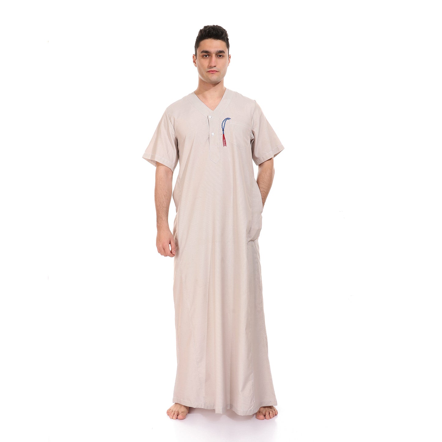 جلابية رجالي مقلمة بتطريز سبحة