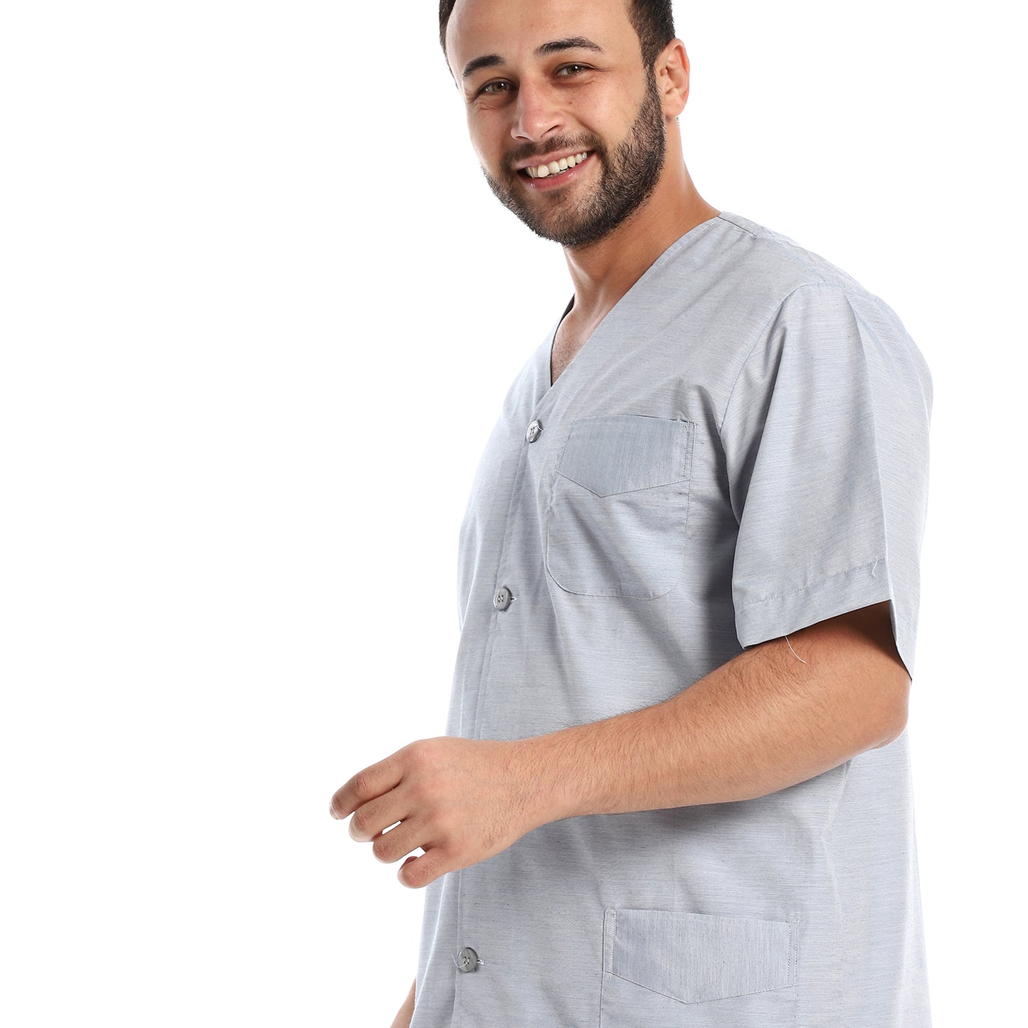 V بجامة صيفي قطن سادة حرف