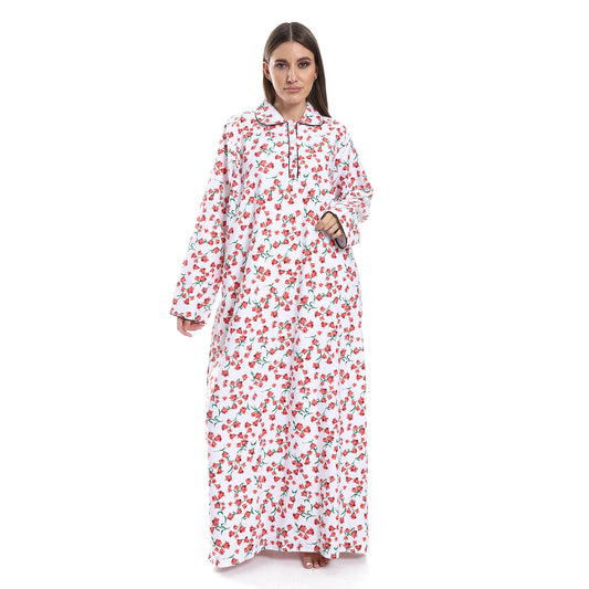 0026 قميص نوم كستور بياقة مشجر