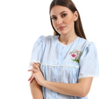 K-698-C قميص نوم لينوه قطن قصير بالتطريز