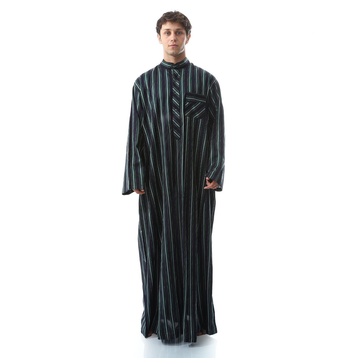 جلابية رجالي نصف ياقة مقلمة قطن 7005 Translation missing: ar.content.product_image_main